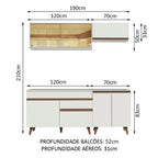 Armário de Cozinha Compacta 190cm Branco Reims Madesa 01