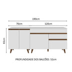 Kit com 2 Balcões de Cozinha Madesa Reims 4 Portas 1 Gaveta (Com Tampo) Branco