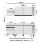 Armário de Cozinha Compacta 200cm Branco Reims Madesa 01