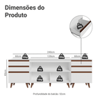 Kit com Três Balcões de Cozinha 2 Portas 6 Gavetas (com tampo) Branco Reims Madesa