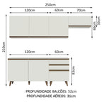 Armário de Cozinha Completa 250cm Branco Reims Madesa 02