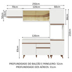 Armário de Cozinha Completa 250cm Branco Reims Madesa 03