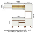 Armário de Cozinha Completa 250cm Branco Reims Madesa 04