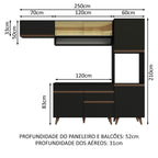Armário de Cozinha Completa 250cm Preto Reims Madesa 04