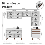 Armário de Cozinha Completa 250cm Branco Reims Madesa 08