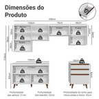 Armário de Cozinha Completa 250cm Branco Reims Madesa 09