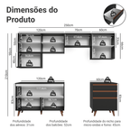 Armário de Cozinha Completa 250cm Preto Reims Madesa 09