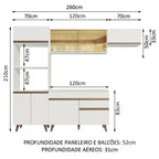 Armário de Cozinha Completa 260cm Branco Reims Madesa 01