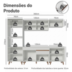 Armário de Cozinha Completa 260cm Branco Reims Madesa 02