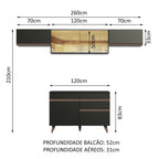 Armário de Cozinha Compacta Reims 260cm Preto Reims Madesa 03