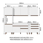 Armário de Cozinha Completa 260cm Branco Reims Madesa 05