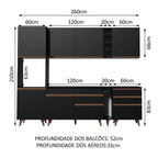 Armário de Cozinha Completa 260cm Preto Reims Madesa 05