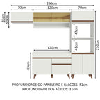 Armário de Cozinha Completa 260cm Branco Reims Madesa 07