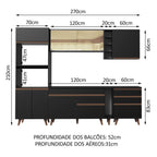 Armário de Cozinha Completa 270cm Preto Reims Madesa 01