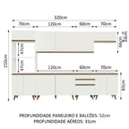 Armário de Cozinha Completa 320cm Branco Reims Madesa 02