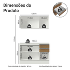 Armário de Cozinha Compacta 100% MDF 120 cm Branco/Rustic/Crema Smart Madesa 01