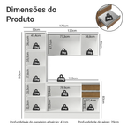 Armário de Cozinha Compacta 100% MDF 170 cm Branco/Rustic/Crema Smart Madesa 01