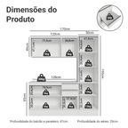 Armário de Cozinha Compacta 100% MDF 170 cm Branco Smart Madesa 02