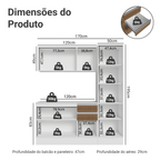 Armário de Cozinha Compacta 100% MDF 170 cm Branco/Rustic/Crema Smart Madesa 02