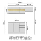 Armário de Cozinha Compacta 100% MDF 180cm Branco Smart Madesa 02