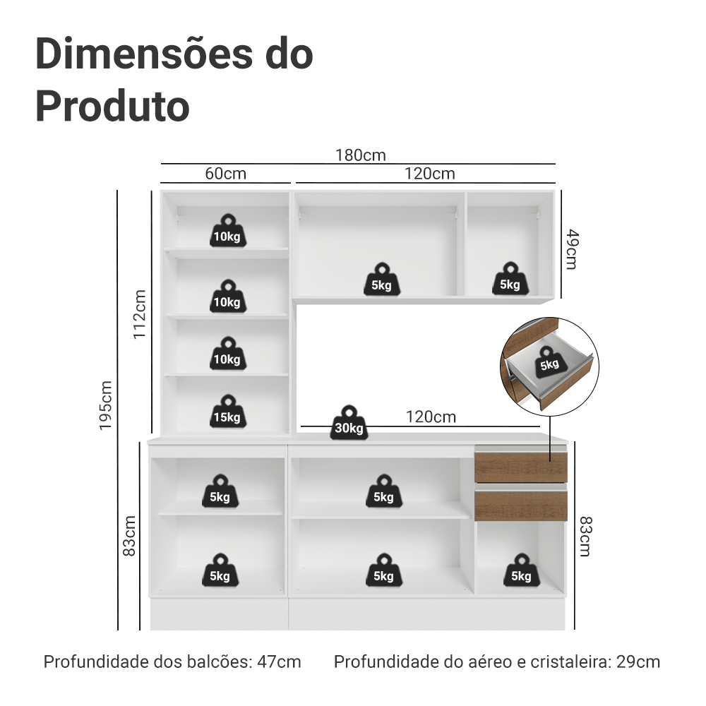 Mas　36サイズ Armário de Cozinha Completa 310 cm Rustic/Verde Vik Madesa 01