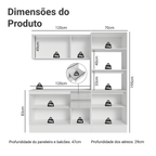 Armário de Cozinha Completa 100% MDF 190cm Smart Branco Brilhante Madesa 01