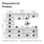 Armário de Cozinha Completa 100% MDF 240 cm Branco Smart Madesa 01