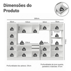 Armário de Cozinha Completa 100% MDF 300 cm Frentes Branco Smart Madesa 01