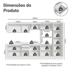 Armário de Cozinha Completa 100% MDF 300cm Branco Smart Madesa 02