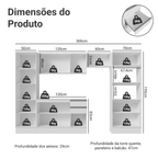 Armário de Cozinha Completa 100% MDF 300cm Branco Smart Madesa 03