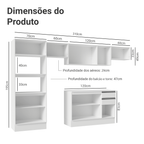 Armário de Cozinha Completa 100% MDF 310 cm Branco Smart 01