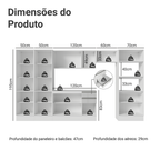 Armário de Cozinha Completa 100% MDF 350cm Smart Branco Brilhante Madesa 01