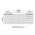 Armário de Cozinha Compacta 240cm Branco Stella Madesa 01