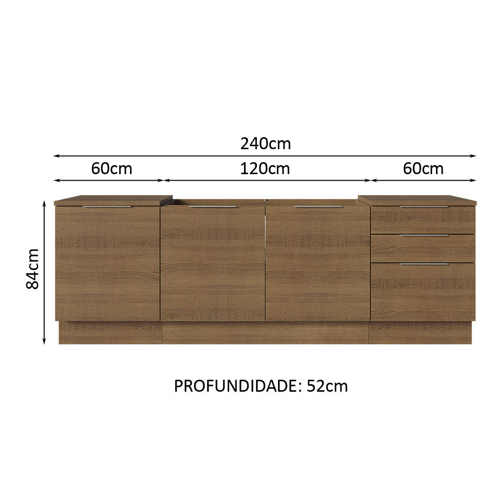 Armário de Cozinha Compacta 240cm Rustic Stella Madesa 01