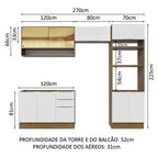 Armário de Cozinha Completa 270cm Rustic/Branco Stella Madesa 07