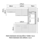 Armário de Cozinha Completa 270cm Branco Stella Madesa 10
