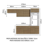 Armário de Cozinha Completa 270cm Branco/Rustic Stella Madesa 10