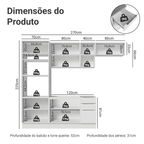 Armário de Cozinha Completa 270 cm Branco Stella Madesa 12
