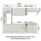 Armário de Cozinha Completa 290cm Branco Stella Madesa 01