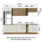 Armário de Cozinha Completa 290cm Rustic/Branco/Rustic Stella Madesa 01