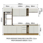 Armário de Cozinha Completa 290cm Rustic/Branco Stella Madesa 01