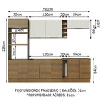Armário de Cozinha Completa 290cm Rustic/Rustic/Branco Stella Madesa 01
