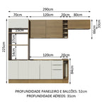 Armário de Cozinha Completa 290cm Rustic/Branco/Rustic Stella Madesa 02