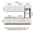 Armário de Cozinha Completa 310cm Rustic/Branco Stella Madesa 01