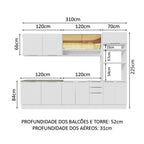 Armário de Cozinha Completa 310cm Branco Stella Madesa 02