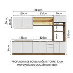 Armário de Cozinha Completa 310cm Rustic/Branco Stella Madesa 03