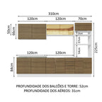 Armário de Cozinha Completa 310cm Branco/Rustic Stella Madesa 03