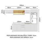 Armário de Cozinha Completa 330cm Branco Stella Madesa 04