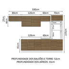 Armário de Cozinha Completa 330cm Branco/Rustic Stella Madesa 05