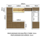 Armário de Cozinha Completa 330cm Branco/Rustic Stella Madesa 07